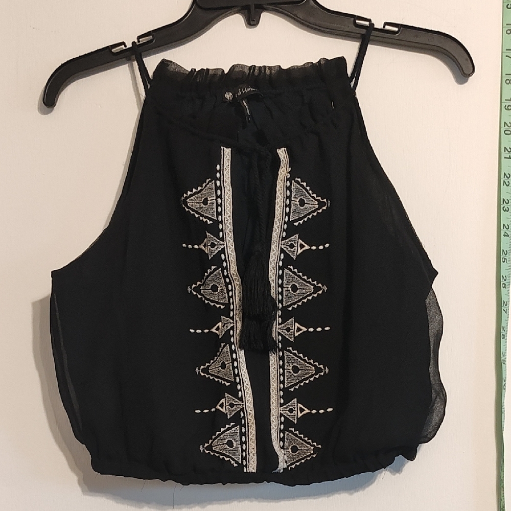 Black Embroidered Women's Top
